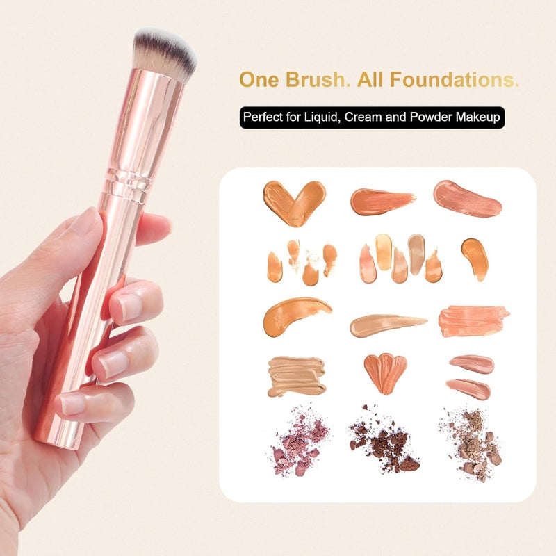 start makers Foundation Concealer Brush, Angled Professional Contour Makeup Brush Soft Dense for Liquid Cream Powder Makeup, Flawless Blending & Coverage, Champagne Gold - Image 2